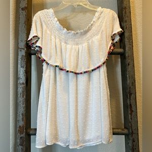 Pom Pom off the shoulder top